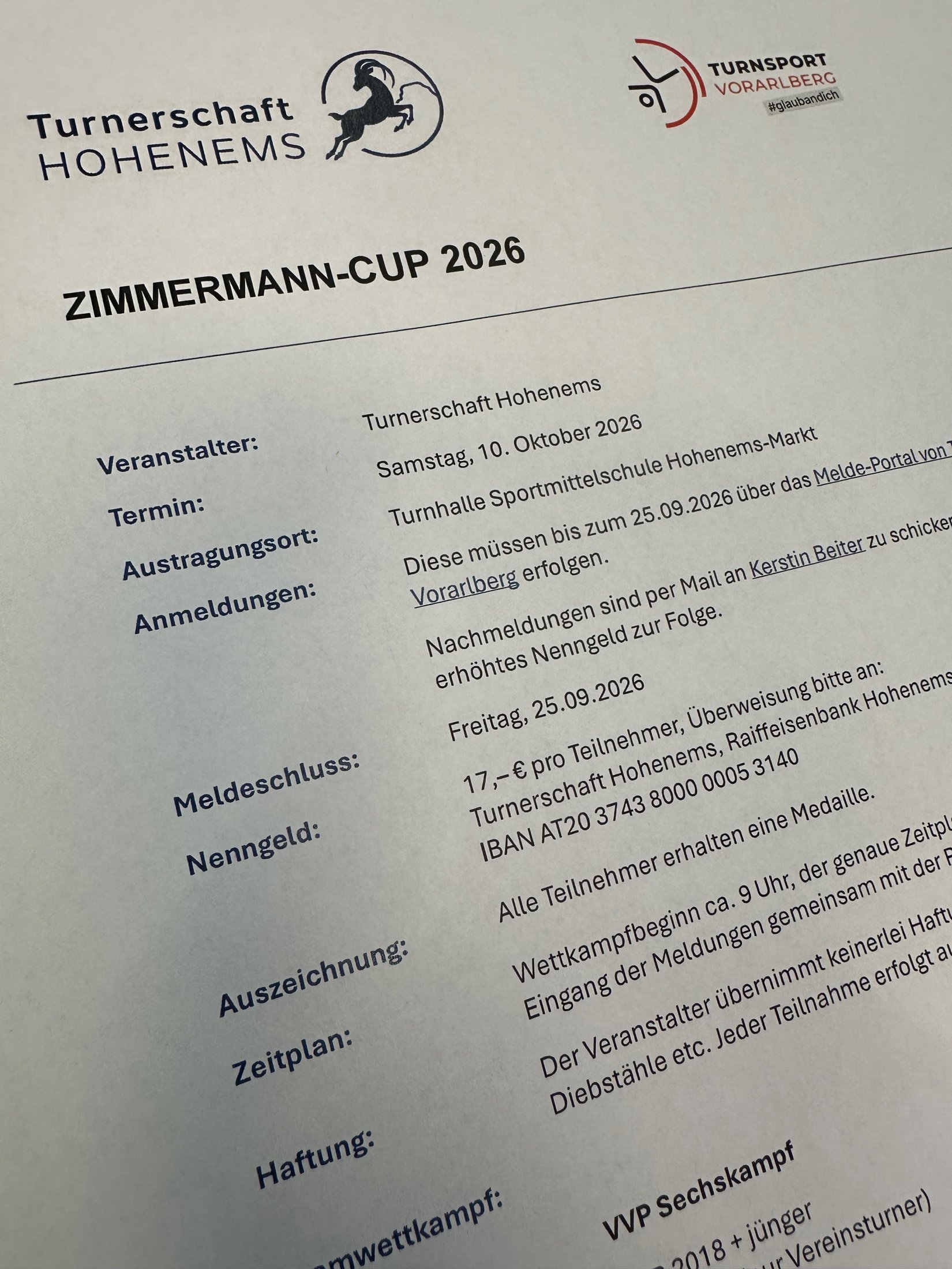 Zimmermann-Cup 2026: Ausschreibung ist online
