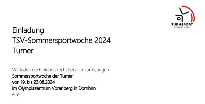 Sommersportwoche der Turner - Ausschreibung online