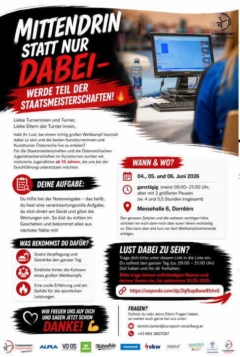 Mittendrin statt nur dabei – werde Teil der Staatsmeisterschaften! 🔥