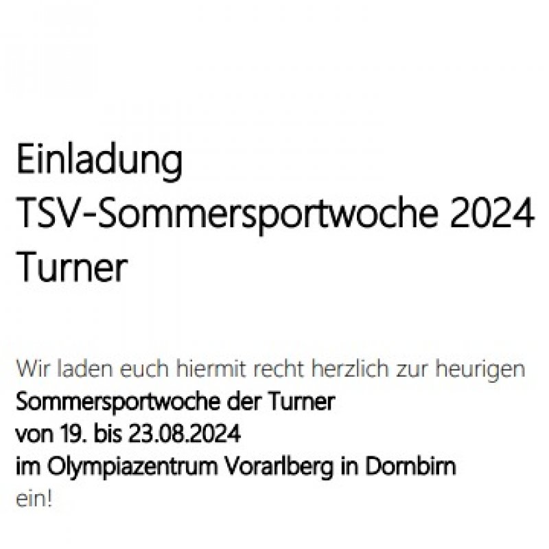 Sommersportwoche der Turner - Ausschreibung online