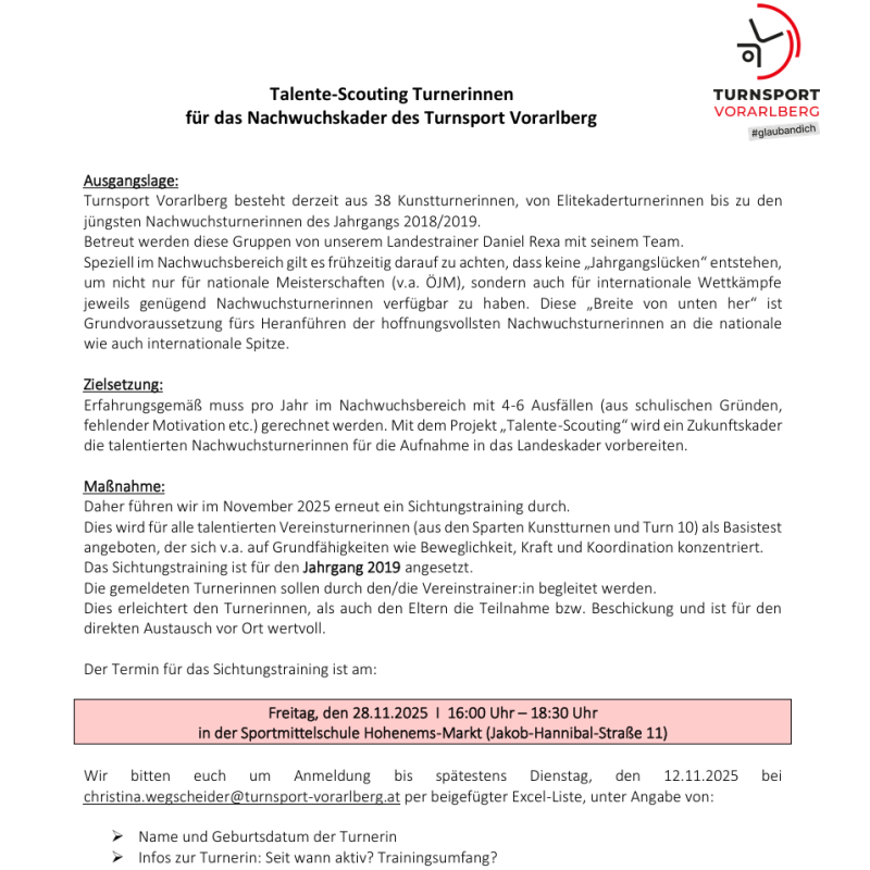 Sichtung Turnerinnen 2025